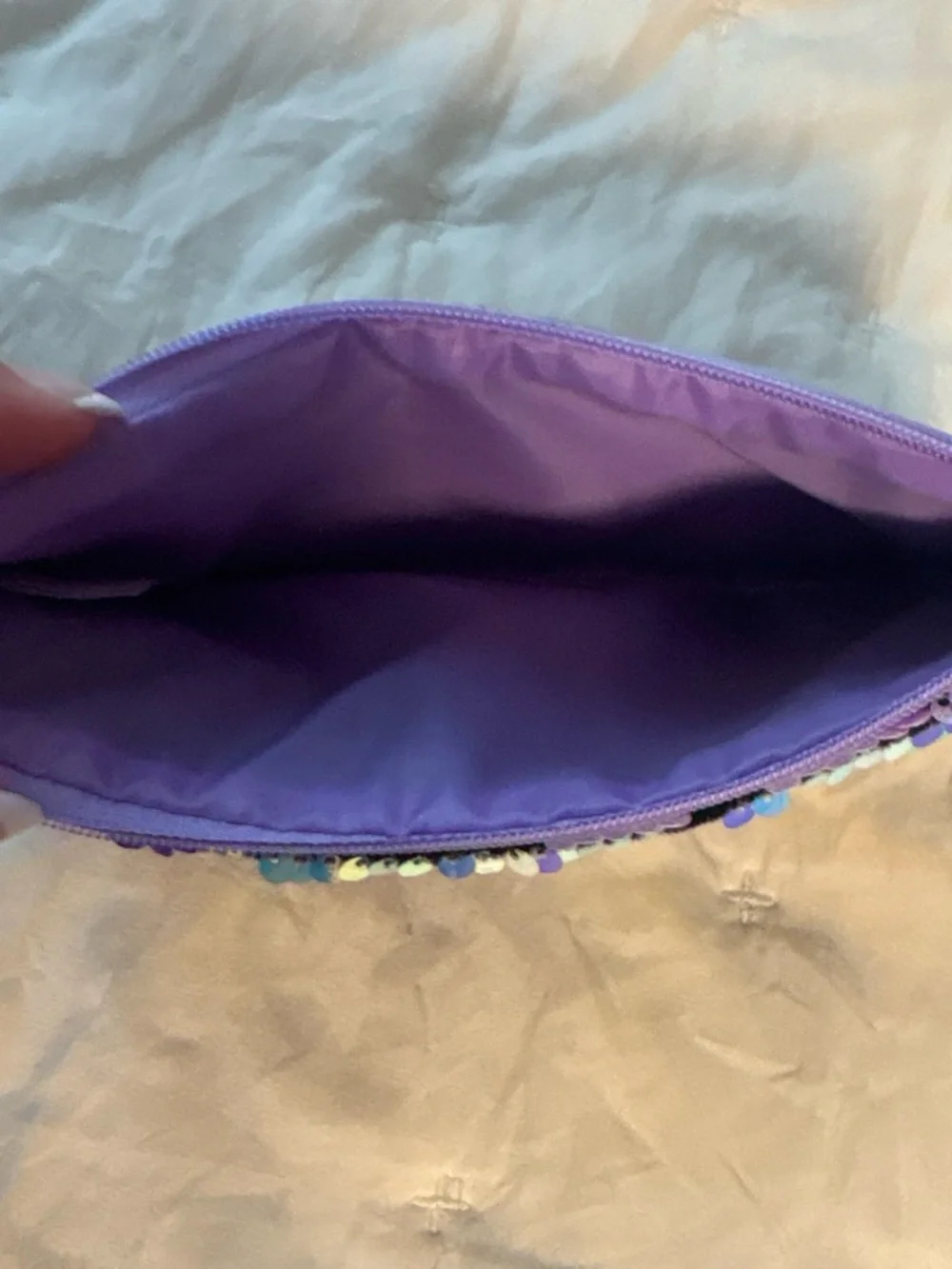 Iridescent Sequin Zip Pouch - Black Base